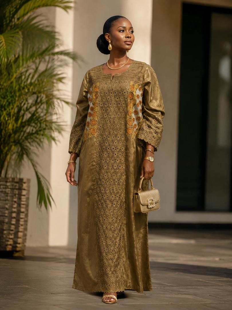 T&T Royal Radiance Laser-Cut Kaftan
