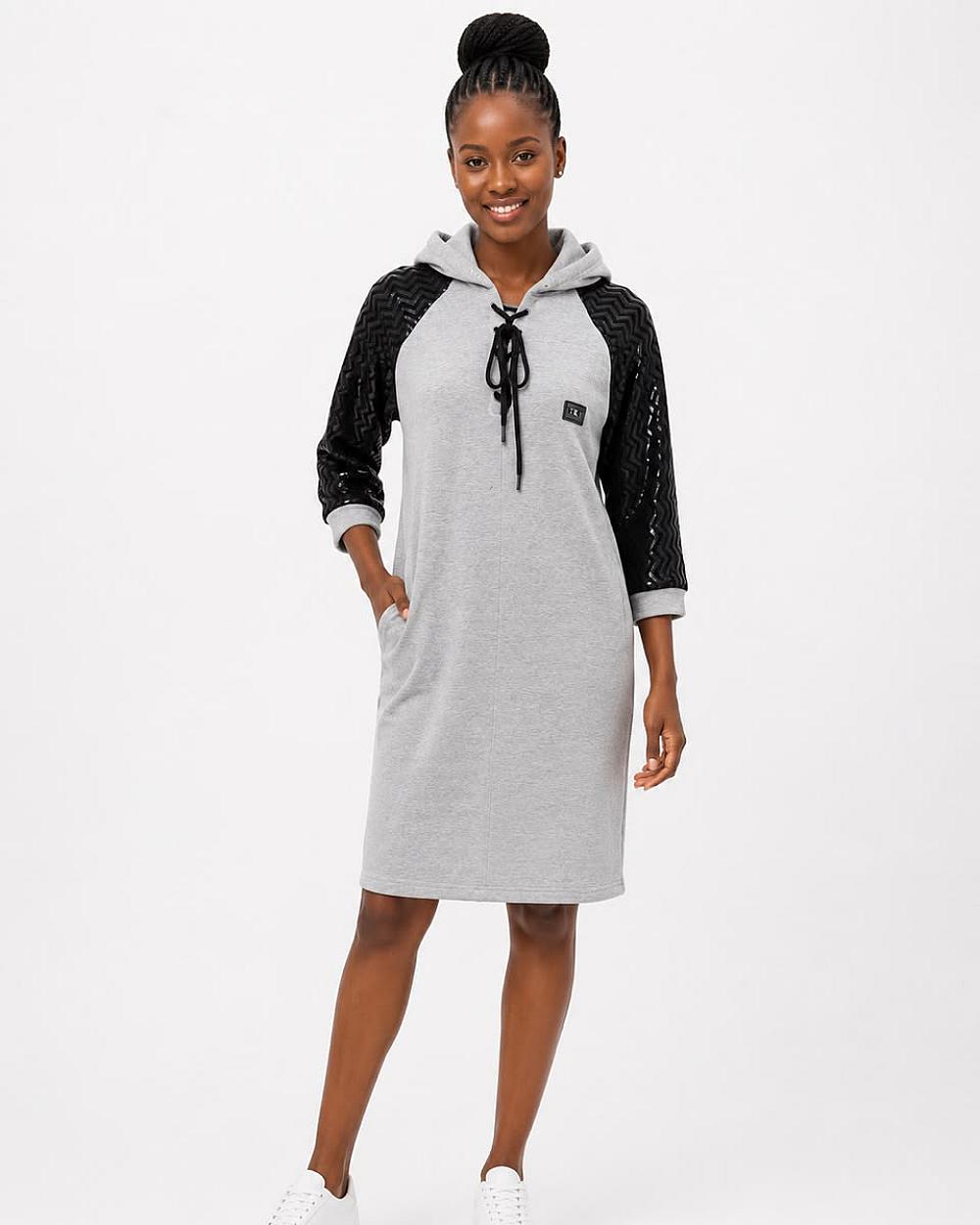 T&T Lace Sleeve Hoodie Dress