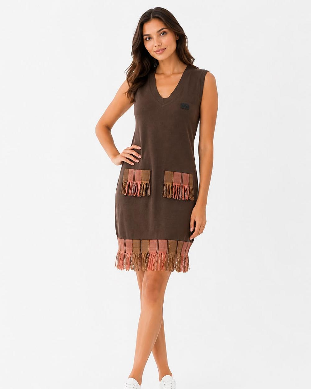 T&T Silver Fringe Heritage Shift Dress plum